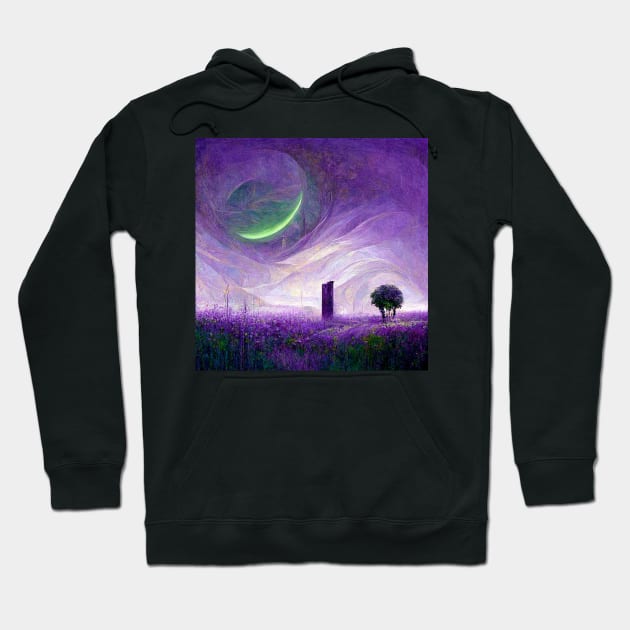 Alien Planet | Broken Moon Hoodie by Kazaiart